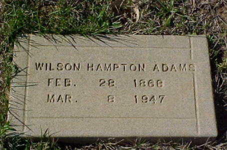 Wilson Hampton Adams headstone