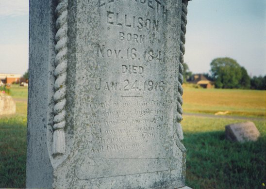 Elizabeth Ellison headstone