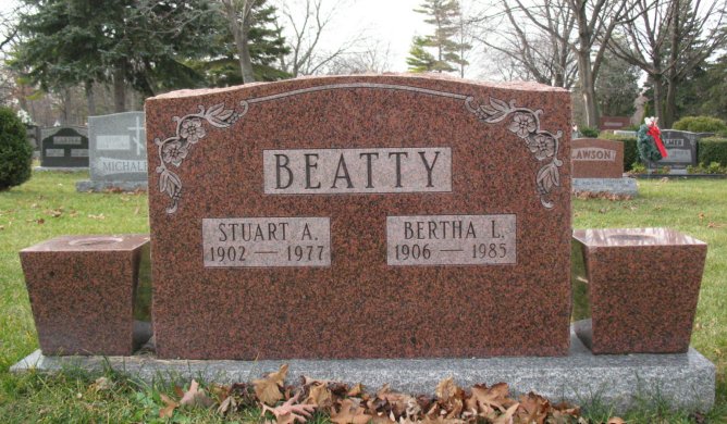 Stuart A. & Bertha L. Beatty headstone