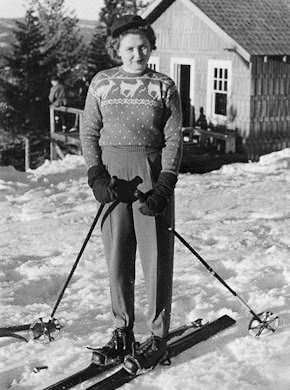 Helen Lindquist skiing circa 1939