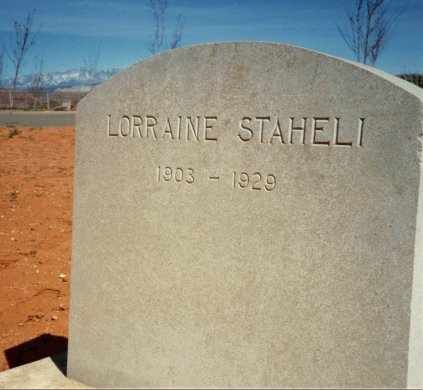 Lorraine Staheli headstone