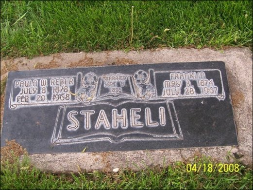 Franklin & Paula S. Staheli headstone