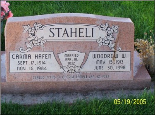 Woodrow Wilson Staheli headstone