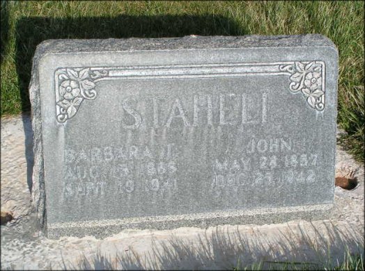John & Barbara Staheli headstone