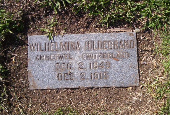 Wilhelmina Hildebrand's headstone