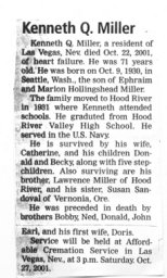 Kenneth Q. Miller obituary