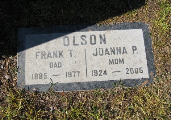 San Gabriel Cemetery, Frank T. Olson, Joanna P. Olson
