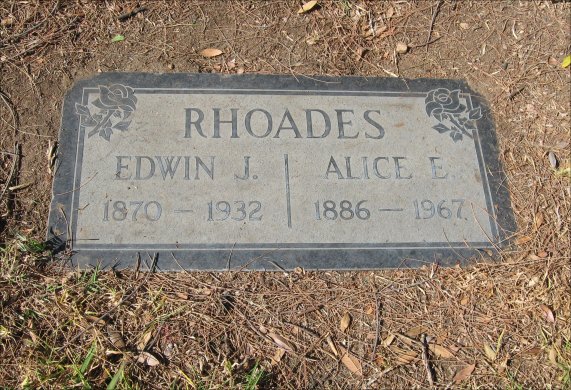 San Gabriel Cemetery, Edwin J. Rhoades, Alice E. Rhoades
