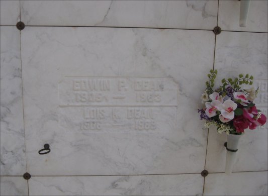 Bellevue Memorial Park Mausoleum, Edwin P. Dean, Lois K. Dean