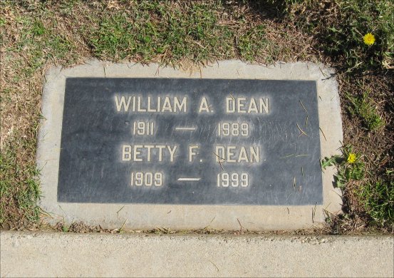Bellevue Memorial Park, William A. Dean, Betty F. Dean