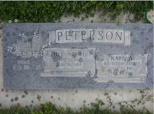 Karl Alma Peterson, Ethel Startup Peterson