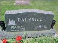 Herman J. Palzkill headstone, Mary E. Palzkill headstone 