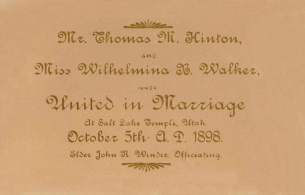 Thomas Maurice Hinton, Wilhelmina Barbara Walker Hinton