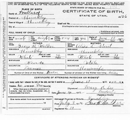 Jay Everett Walker Birth Certificate