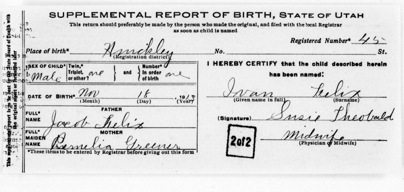 Ivan Felix Birth Certificate