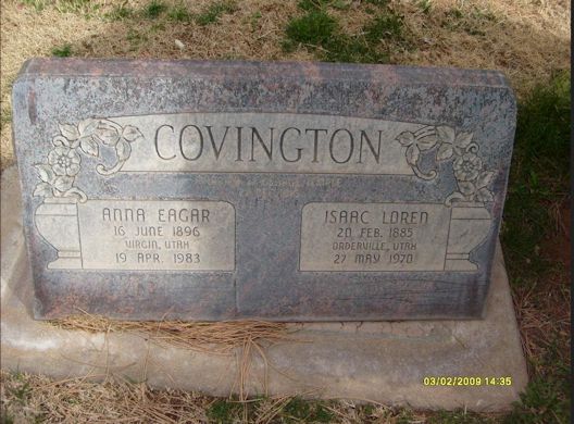 Anna Eager Covington, Isaac Loren Covington