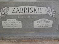 John Peter Zabriskie, Violet Harding Zabriskie