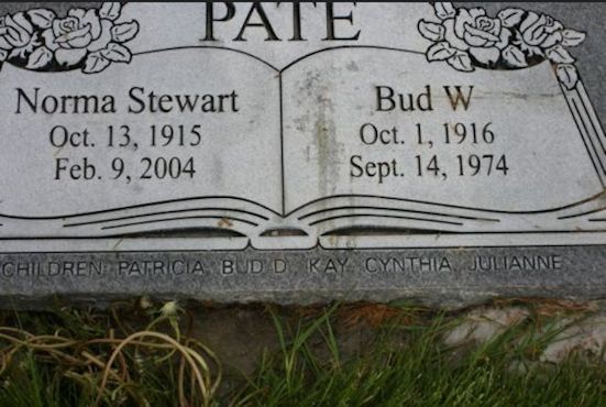 Norma Stewart Pate, Bud W. Pate